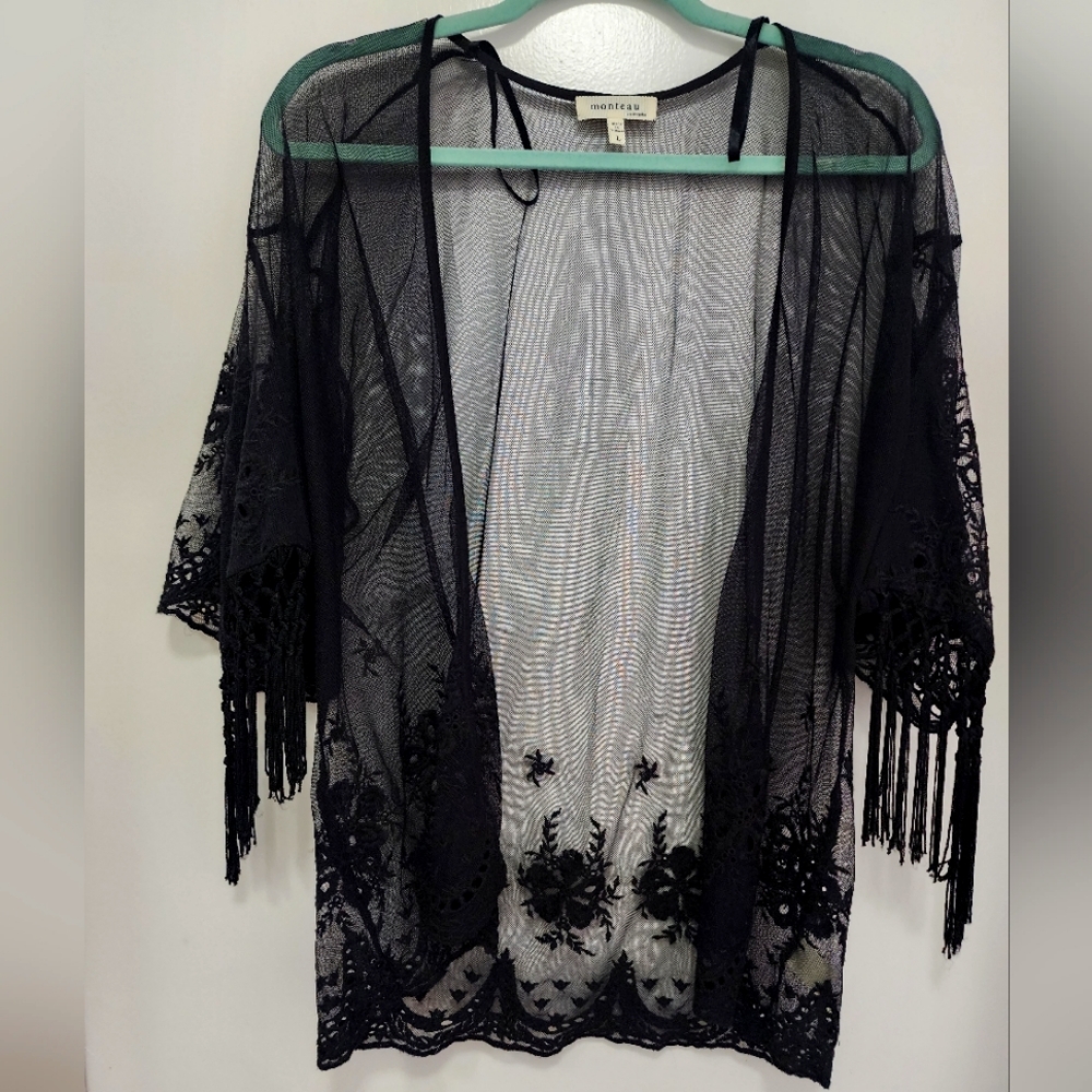 Sheer fringe cardigan